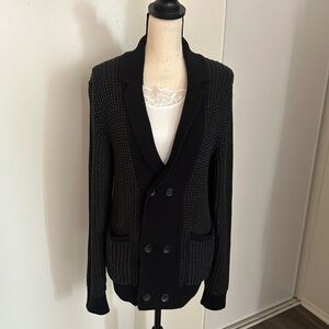 Calvin Klein Charcoal Black Grey Knit Button Down Gray Cardigan